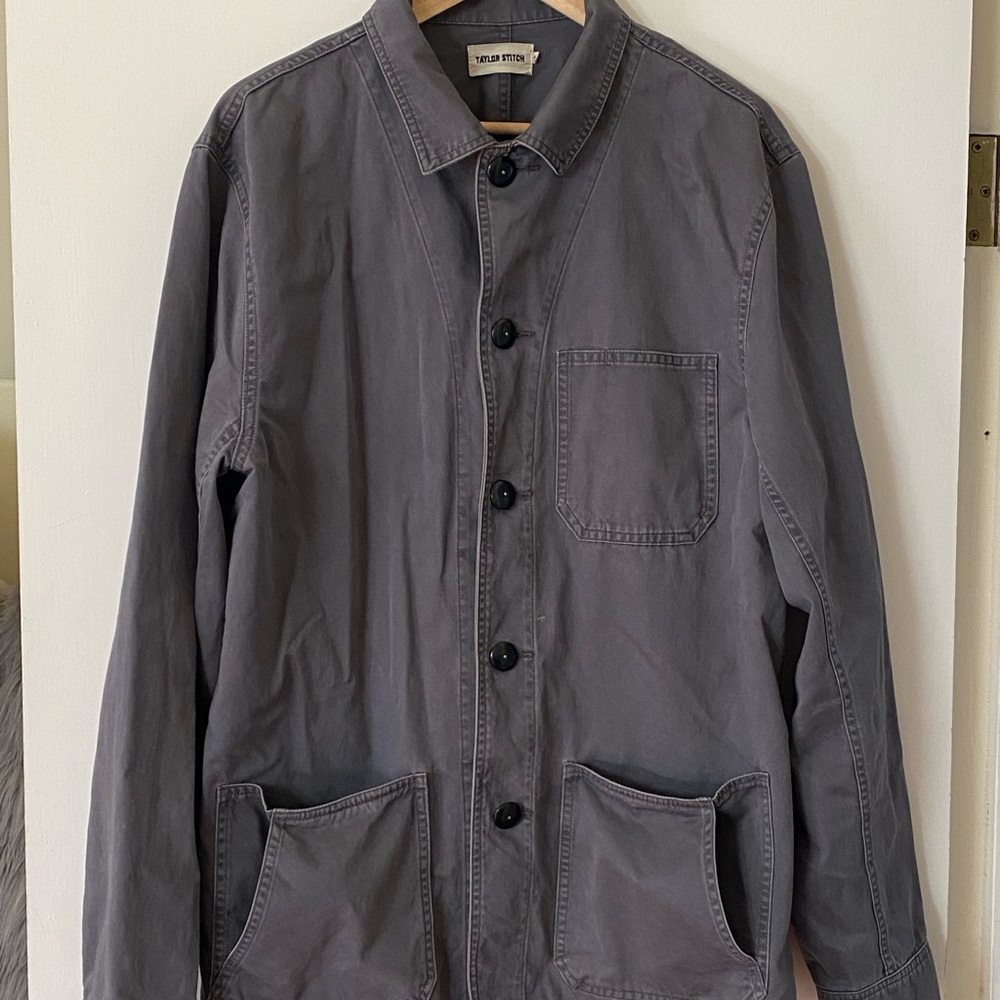Taylor Stich workman style soft blue canvas jacket men size XL/44